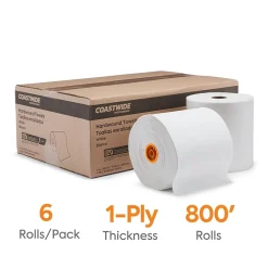 Paper Towels<Coastwide Professional ™ J-Series Hardwound Paper Towels, 1-ply, 800 ft./Roll, 6 Rolls/Carton (CWJHT-WHT)
