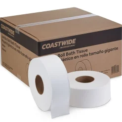Coastwide Professional ™ 1-Ply Jumbo Toilet Paper, White, 2000 ft./Roll, 12 Rolls/Carton (CW26214)