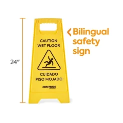 Social Distance Signage<Coastwide Professional ™ Safety Awareness Floor Sign, Yellow (CW21872)