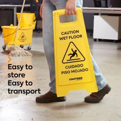 Social Distance Signage<Coastwide Professional ™ Safety Awareness Floor Sign, Yellow (CW21872)