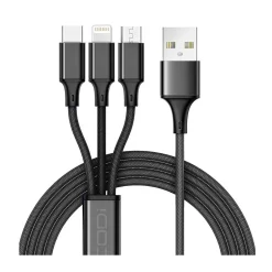 Ethernet Cables<CODi Multi-Charging Braided USB-A Cable with USB-C/Micro USB/Lightning Connectors, Black (A10168)