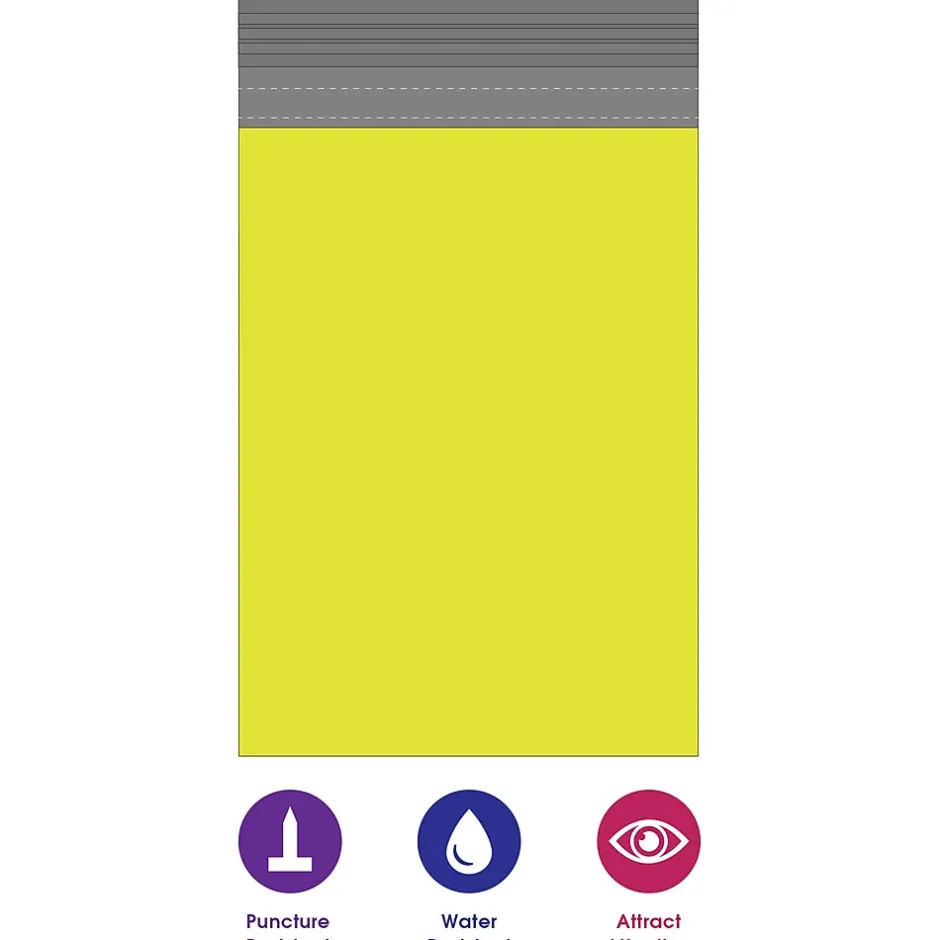 Partners Brand Colored Poly Mailers, Yellow, 12" x 15-1/2", 100/Case* Poly Mailers