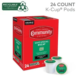 Keurig K-Cups<Community Coffee Cafe Special Decaf Coffee Keurig® K-Cup® Pods, Medium Dark Roast, 24/Box (5000374327)