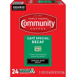 Keurig K-Cups<Community Coffee Cafe Special Decaf Coffee Keurig® K-Cup® Pods, Medium Dark Roast, 24/Box (5000374327)