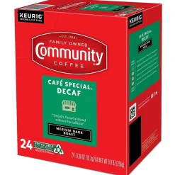 Keurig K-Cups<Community Coffee Cafe Special Decaf Coffee Keurig® K-Cup® Pods, Medium Dark Roast, 24/Box (5000374327)