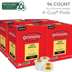 Keurig K-Cups<Community Coffee Cafe Special Coffee, Keurig K-Cup Pod, Medium-Dark Roast, 96/Carton (5000374325CT)