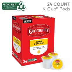 Keurig K-Cups<Community Coffee Chicory Coffee Keurig® K-Cup® Pods, Medium Dark Roast, 24/Box (5000374326)