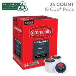 Keurig K-Cups<Community Coffee Signature Blend Coffee Keurig® K-Cup® Pods, Dark Roast, 24/Box (5000374328)