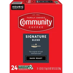 Keurig K-Cups<Community Coffee Signature Blend Coffee Keurig® K-Cup® Pods, Dark Roast, 24/Box (5000374328)