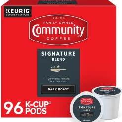 Keurig K-Cups<Community Coffee Signature Blend Coffee Keurig® K-Cup® Pods, Dark Roast, 96/Carton (5000374328CT)