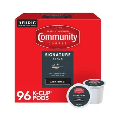 Keurig K-Cups<Community Coffee Signature Blend Coffee Keurig® K-Cup® Pods, Dark Roast, 96/Carton (5000374328CT)