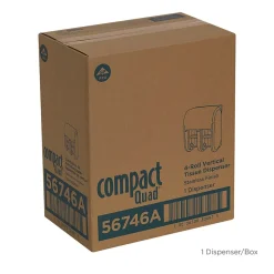 Georgia-Pacific Compact 4-Roll Quad Coreless Toilet Paper Dispenser by GP PRO, Faux Stainless (56746A)