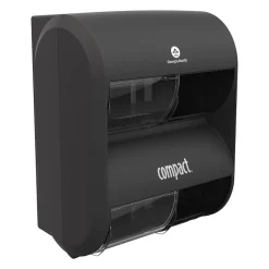 Georgia-Pacific Compact® 4-Roll Quad Coreless Toilet Paper Dispenser by GP PRO, Black, 11.750” W x 6.900” D x 13.250” H (56744B)