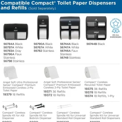 Georgia-Pacific Compact® 4-Roll Quad Coreless Toilet Paper Dispenser by GP PRO, Black, 11.750” W x 6.900” D x 13.250” H (56744B)