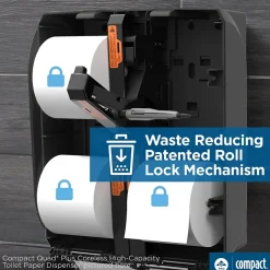 Georgia-Pacific Compact® 4-Roll Quad Coreless Toilet Paper Dispenser by GP PRO, Black, 11.750” W x 6.900” D x 13.250” H (56744B)