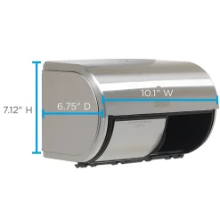 Compact 2-Roll Side-by-Side Coreless Toilet Paper Dispenser by GP PRO, Stainless (56798)