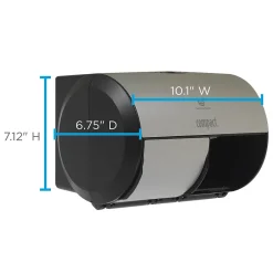 Georgia-Pacific Compact 2-Roll Side-by-Side Coreless Toilet Paper Dispenser by GP PRO, Faux Stainless, (56796A)