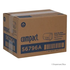 Georgia-Pacific Compact 2-Roll Side-by-Side Coreless Toilet Paper Dispenser by GP PRO, Faux Stainless, (56796A)