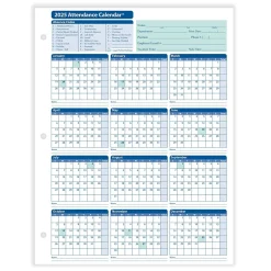 Sale 2025 Attendance Calendar Card, 25 Forms/Pack (A4000W25) Hr Forms