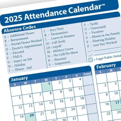 Sale 2025 Attendance Calendar Card, 25 Forms/Pack (A4000W25) Hr Forms