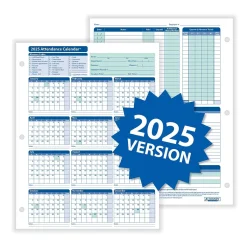 Sale 2025 Attendance Calendar Card, 25 Forms/Pack (A4000W25) Hr Forms