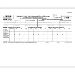 New 2024 1095-C Tax Form, 1-Part, White/Black, 500/Pack (1095CIRS500) Tax Forms