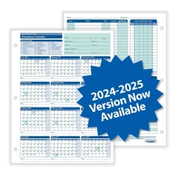 2024-2025 Fiscal Attendance Calendar, 50/Pack (A42005015) Hr Forms