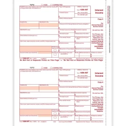 Clearance 2024 1099-INT Tax Form, 1-Part, 2-Up, Copy A, 50/Pack (512050) Tax Forms