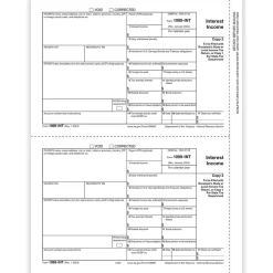 2024 1099-INT Tax Form, 1-Part, 2-Up, Copy C, 50/Pack (512250) Tax Forms