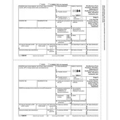 New 2024 1099-R Tax Form, 1-Part, 2-Up, Payer Copy D, 50/Pack (514350) Tax Forms