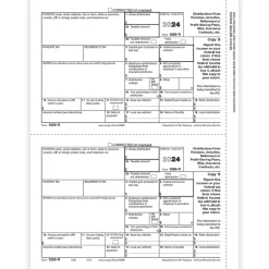 Clearance 2024 1099-R Tax Form, 1-Part, 2-Up, Recipient Copy B, 50/Pack (514150) Tax Forms