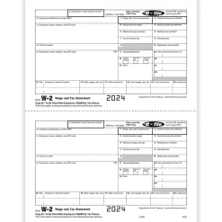 Hot 2024 W-2 Tax Form, 1-Part, 2-Up, Employee Copy B, 50/Pack (520250) Tax Forms