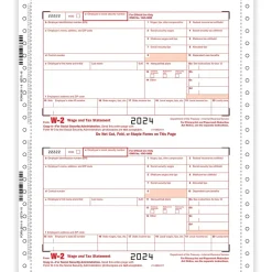 Outlet 2024 W-2 Tax Form, 6-Part, 2-Up, Employer Copy A, 1/D, B, C, 2, 1/D, 25/Pack (9811625) Tax Forms