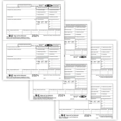 New 2024 W-2 Tax Form, 5-Part, 2-Up, Copy B, C/2, D/1, 25/Pack (564825) Tax Forms