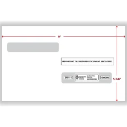 Discount Double Window Envelope, 5.63" x 9", White/Black, 100/Pack (91911) Tax Forms