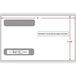 Outlet Double Window Envelope for W-2 (5218) Tax Form, 5.63" x 9", White/Black, 100/Pack (51511) Tax Forms