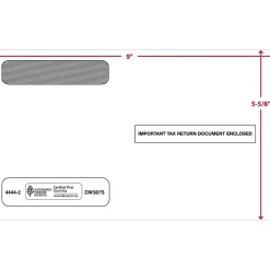 ComplyRight Self Seal Security Tinted Double-Window Tax Envelopes, 5 5/8" x 9", 50/Pack (444250)* Security Tinted