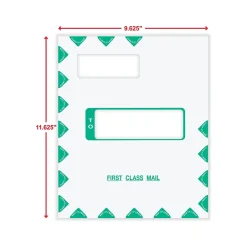 ComplyRight Self-Seal Tax Envelope, 11.63" x 9.63", White/Green, 50/Pack (PEV48)* Business
