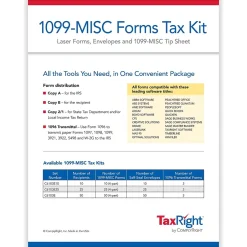 Discount TaxRight 2024 1099-MISC Tax Form Tax Form Set with Envelopes, 4-Part, 50/Pack (SC6103E) Tax Forms