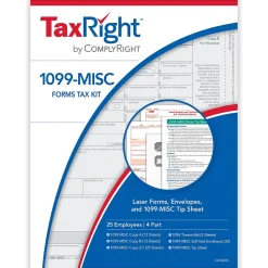 Best TaxRight 2024 1099-MISC Tax Form Tax Form Set with Envelopes, 4-Part, 25/Pack (SC6103E25) Tax Forms
