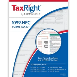 Sale TaxRight 2024 1099-NEC Tax Form Tax Forms, Envelopes & TipSheet, 4-Part, 15/Pack (NECSC6103E15) Tax Forms