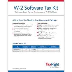 Online TaxRight 2024 W-2 Tax Form Tax Forms, Envelopes, TipSheet & Software, 6-Part, 10/Pack (SC5650ES10) Tax Forms