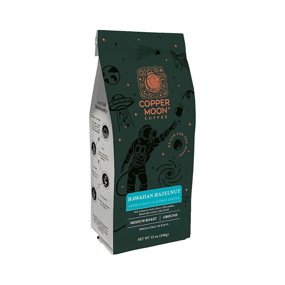 Coffee<Copper Moon Coffee Copper Moon Hawaiian Hazelnut Ground Coffee, Medium Roast, 12 oz. (205125 - BAG)