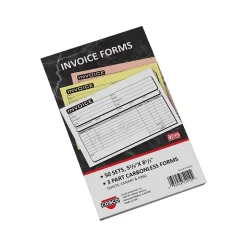 Sale Business 3-Part Carbonless Invoices, 5.4" x 8.5", 50 Sets/Book (074010) Business Forms
