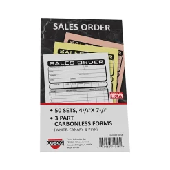 Hot Business 3-Part Carbonless Sales Orders, 4.25" x 7.25", 50 Sets/Book (074018) Business Forms
