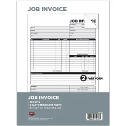Best 2-Part Carbonless Job Invoice, 8.5" x 11.5", 100 Sets/Book (074036PK5) Business Forms