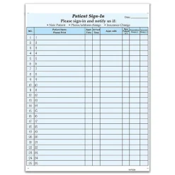 Hot Patient Confidential Sign-In Forms, 3-Part, 125 Forms/Pack (074039) Medical Forms
