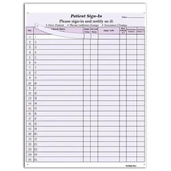 Hot Patient Confidential Sign-In Forms, 3-Part, 125 Forms/Pack (074043) Medical Forms