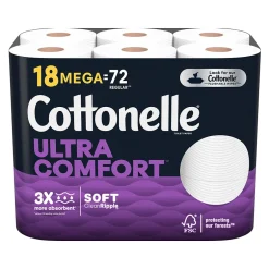 Cottonelle Ultra Comfort Toilet Paper, 2-Ply, White, 268 Sheets/Roll, 18 Rolls/Pack (54166)