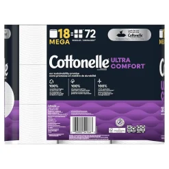 Cottonelle Ultra Comfort Toilet Paper, 2-Ply, White, 268 Sheets/Roll, 18 Rolls/Pack (54166)
